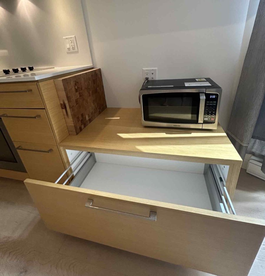 Kitchen drawer and microwave